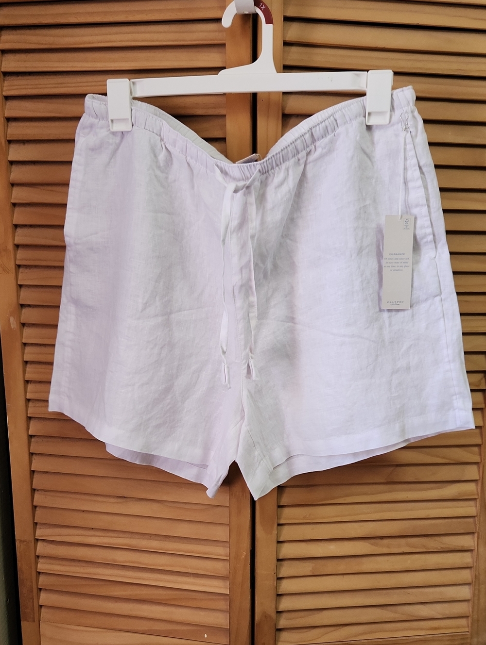 Calypso St. Barth White High-Waist Linen Drawstring Shorts